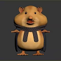 Cute Orange Cartoon Hamster Toy Standing With Gray Scarf Cloak And Smiling Expression