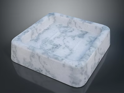 Elegant White Marble Square Tray With Smooth Surface And Modern Design 3d model