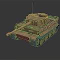 Military Tank With Long Gun Barrel Heavy Tracks Turret Antenna And Sand Texture
