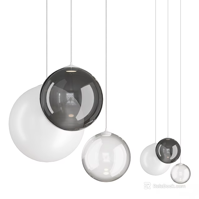 Modern Spherical Pendant Lights With Black White And Transparent Glass Design Features 3d model 