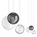 Modern Spherical Pendant Lights With Black White And Transparent Glass Design Features