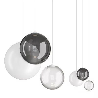 Modern Spherical Pendant Lights With Black White And Transparent Glass Design Features 3d model
