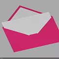 Stylish Open Pink Envelope With White Paper Inside Decorative Ornament Set 3d model
