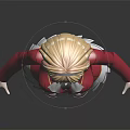 3D Character Model Wearing Red School Uniform White Pleated Skirt Blonde Short Hair Black Background