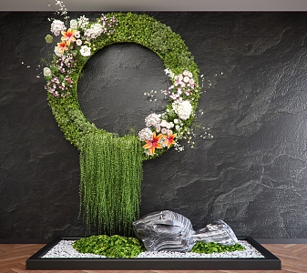 indoor floral decoration floral device moss gravel wall decoration indoor landscaping 3d model