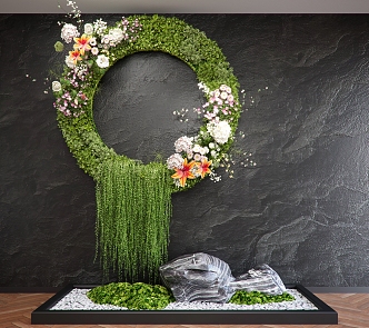 indoor floral decoration floral device moss gravel wall decoration indoor landscaping 3d model