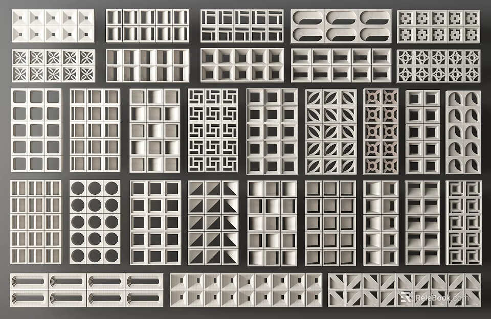 Diverse Decorative Components With Various Geometric Patterns 3d model