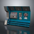 Blue Control Panel With Buttons Indicator Lights And Metallic Frame Design 3d model