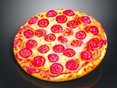 Delicious Round Pizza With Fresh Tomato Toppings Melted Cheese And Golden Crust 3d model