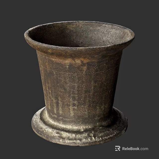 Rustic Ceramic Vessel With Aged Textured Surface And Vintage Brown Base Design 3d model 