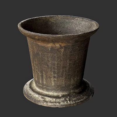 Rustic Ceramic Vessel With Aged Textured Surface And Vintage Brown Base Design 3d model