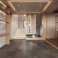 Serene Zen Chinese Tea House Interior Design With Artistic Wall Decor And Dried Plant Ornaments