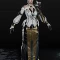 Game And Movie Character With White Gold Fitted Outfit And Armored Design Details