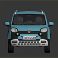 Fiat Blue Compact SUV With Roof Rails Black Windows And Sporty Wheels