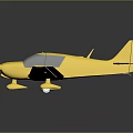 Yellow Passenger Plane Model With Single Engine Wings Tail And Dark Background Reflection 3d model
