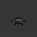 Detailed Brown Military Helicopter Model With Blue Rotors And White Stripes