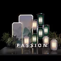 Photo Check In Spot with Glowing PASSION Sign Lanterns Green Plants Mountain Scene Lighted Panels