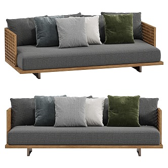 Minotti outdoor multi-person sofa outdoor rattan sofa 3d model