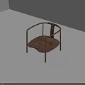 Modern Wooden Leisure Chair With Curved Frame And Plank Seat Design