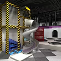 Fun Indoor Playground With Double Slides Blue White Ball Pit And Arched Structures