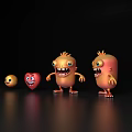 Cute Cartoon Characters Featuring Smiling Faces Heart Shape And Small Monsters 3d model