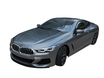 Gray BMW Coupe With Sleek Design Front Fascia Kidney Grille LED Headlights And Black Wheels 3d model