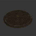 Round Metal Manhole Cover With Grid Pattern And Rustic Surface Design