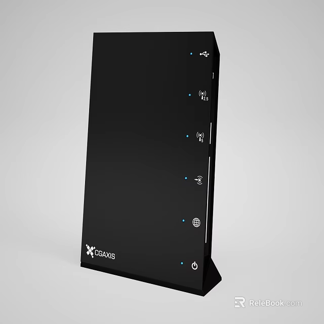 Black Cradle Compact Network Office Appliance with Indicator Lights and Modern Design 3d model
