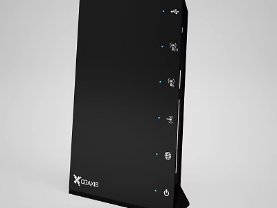 Black Cradle Compact Network Office Appliance with Indicator Lights and Modern Design 3d model