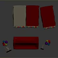 Red Tent Game Booth Structure With Colorful Balloons And Wooden Ring Toss Sign