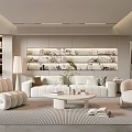 Modern Living Room Sofa Coffee Table Combination Single Person Sofa Multi Person Sofa Stool Floor Lamp Potted Plant 3d model