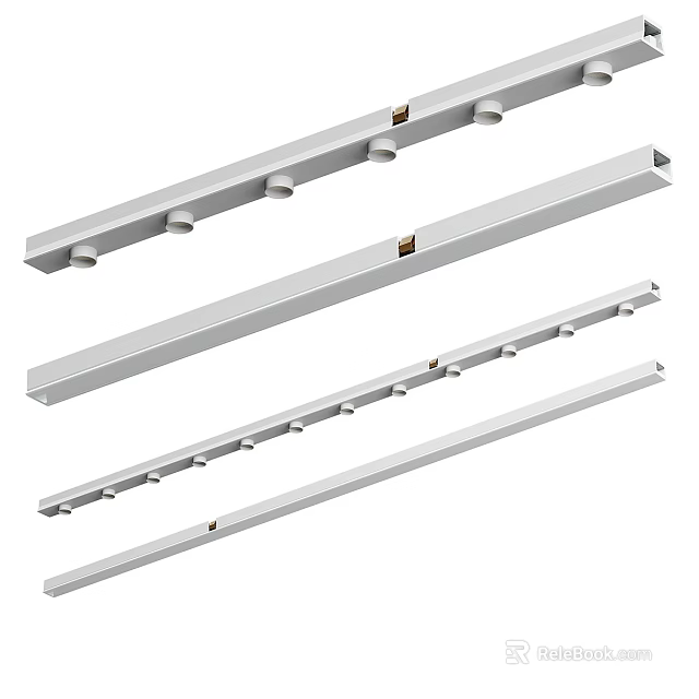 Modern LED Downlights And Spotlights Track Lighting Fixture With Multiple Lamps For Ceiling Installation 3d model 