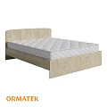 Modern Double Bed Featuring Light Wood Frame And White Diamond Stitch Mattress