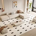 Modern Cream Style Sofa Coffee Table Combination Multi-person Sofa Coffee Table Fruit Plate Sofa Single-person Sofa Leisure Chair 3d model