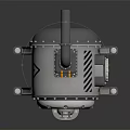 Industrial Mechanical Pump Equipment With Circular Body Yellow Gray Stand And Metal Pipe