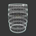 Detailed Handcrafted Wooden Barrel Sculpture with Metal Hoops and Rustic Design