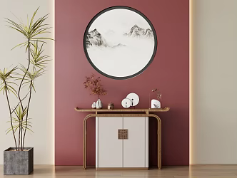 New Chinese Style Entrance Cabinet End View Desk 3d model