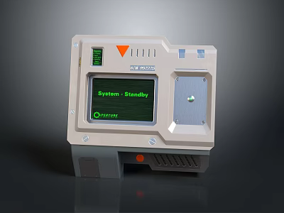 Optical System Device Front Panel With Screen Showing System Standby And Orange Indicator Light 3d model