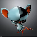 3D Mouse Character With Light Blue Body Red Ears Tail Nose And Cool Expression