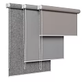 Roller Blinds In Grey Fabric With Three Layers And Pull Cords For Home Windows 3d model