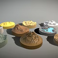 Garden Landscape Featuring Circular Landform Models With Various Colors And Textured Mountain Water Details