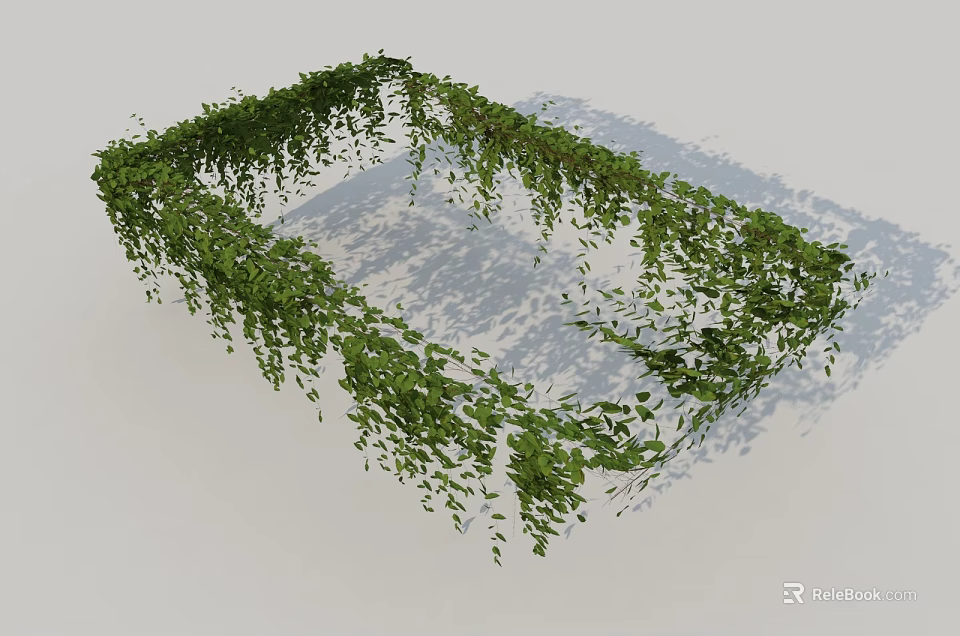 Green Vines Forming Square Frame With Hanging Leaves And Natural Design 3d model 
