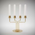 Elegant Gold Candelabra With Four White Candles And Modern Sleek Base
