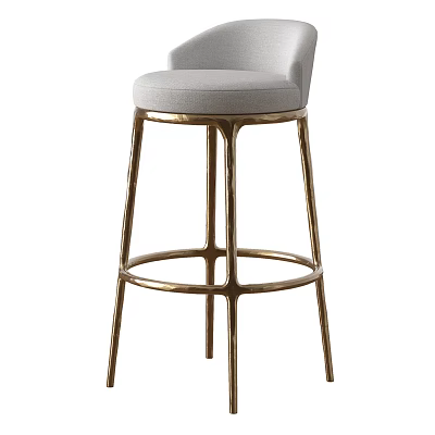Elegant Modern Bar Stool With Gold Metal Frame And Fabric Upholstered Seat 3d model