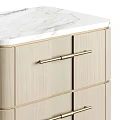 Stylish Modern Wooden Nightstand With Marble Top And Gold Metal Handles
