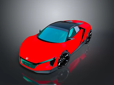 Red Modern Sports Car With Sleek Design Black Roof And Blue Windows 3d model