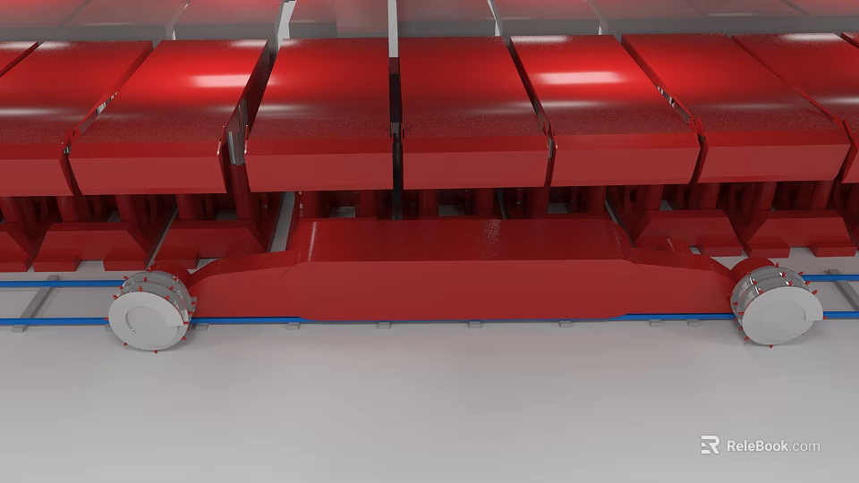 Red Industrial Equipment With Modular Structural Design Metal Base And Wheels 3d model 