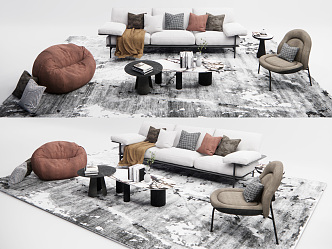 Modern sofa coffee table combination 3d model