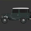 Vintage Green Off Road Vehicle With White Hardtop Round Headlights And Retro Design