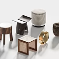 Modern sofa stool combination shoe stool 3d model